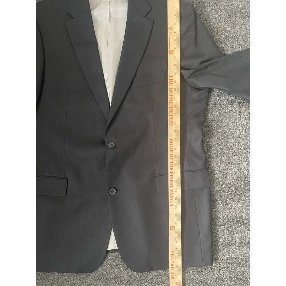 Hugo Boss Pasolini Guabello Biotech Wool Blazer Solid Black Mens 46L Notch Lapel